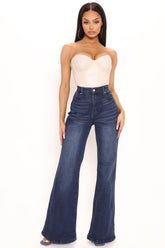 Love Letters Recycled High Waist Wide Leg Jeans - Dark Wash Ins Street